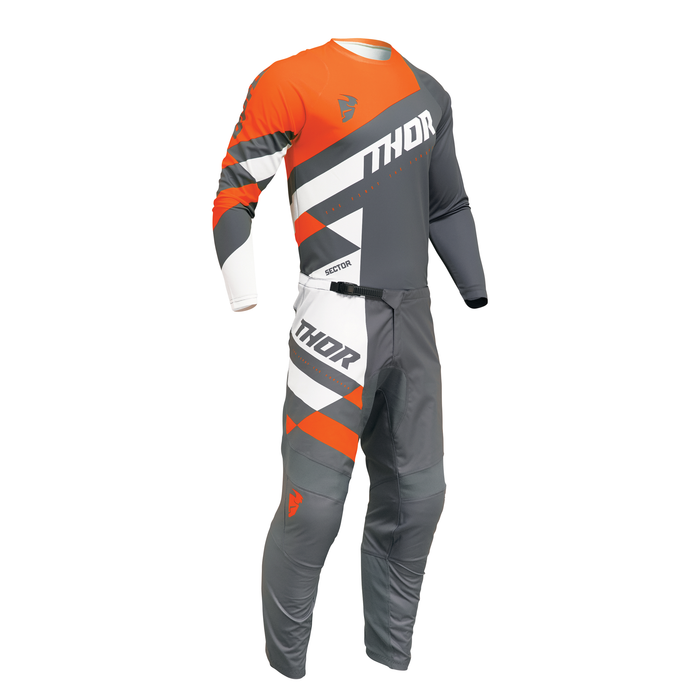 2024 Thor Racing Youth Sector Checker Charcoal/Orange Gear Combo