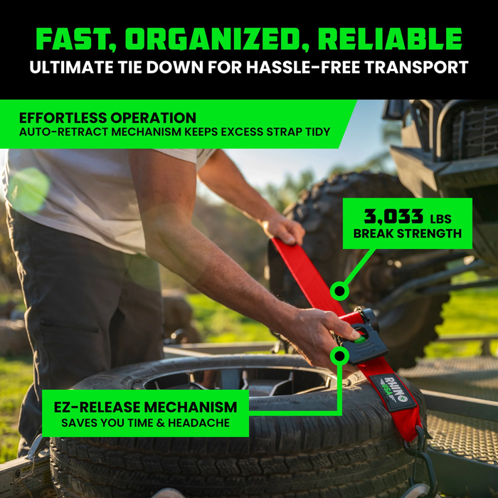 Rhino USA 2" x 10' Retractable Ratchet Straps