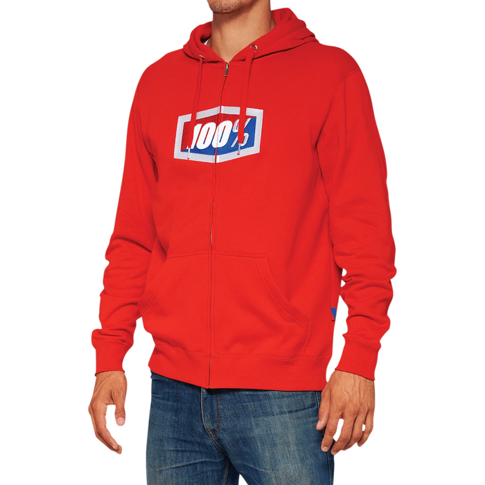 100% Official Fleece Full-Zip Hoodie - Red