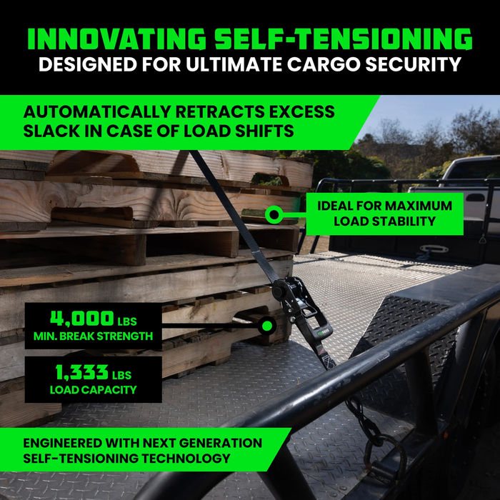 Rhino USA Self-Tensioning Ratchet Straps (2PK 1.6" x 8')