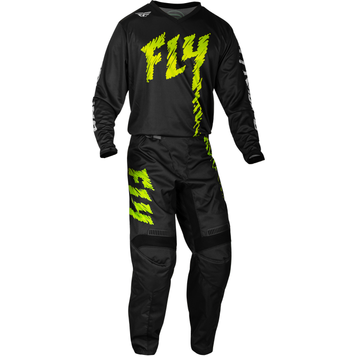 2024 Fly Racing Youth F-16 Black/Neon Green/Light Grey Gear Combo