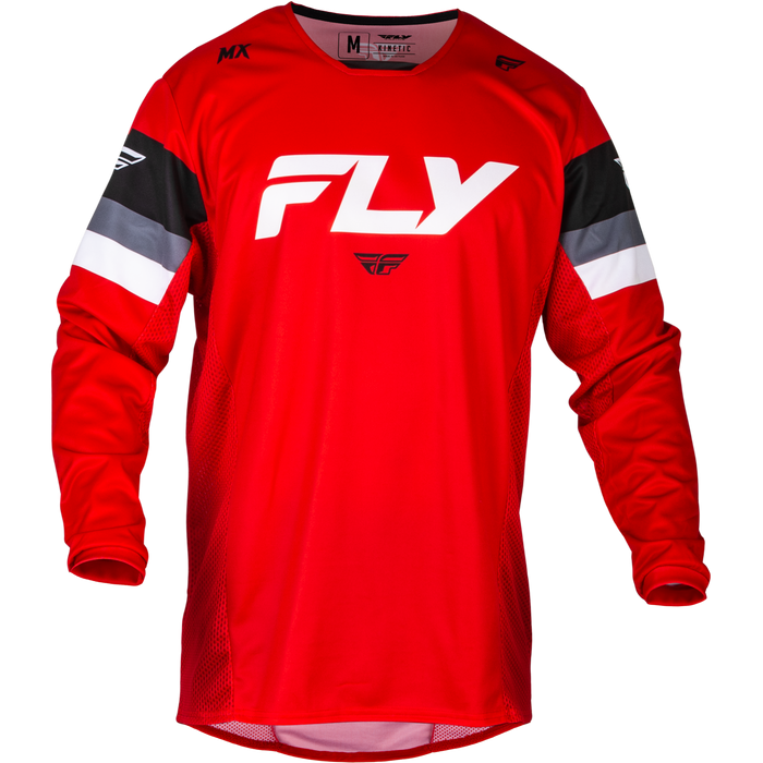 2024 Fly Racing Youth Kinetic Prix Red/Grey/White Gear Combo