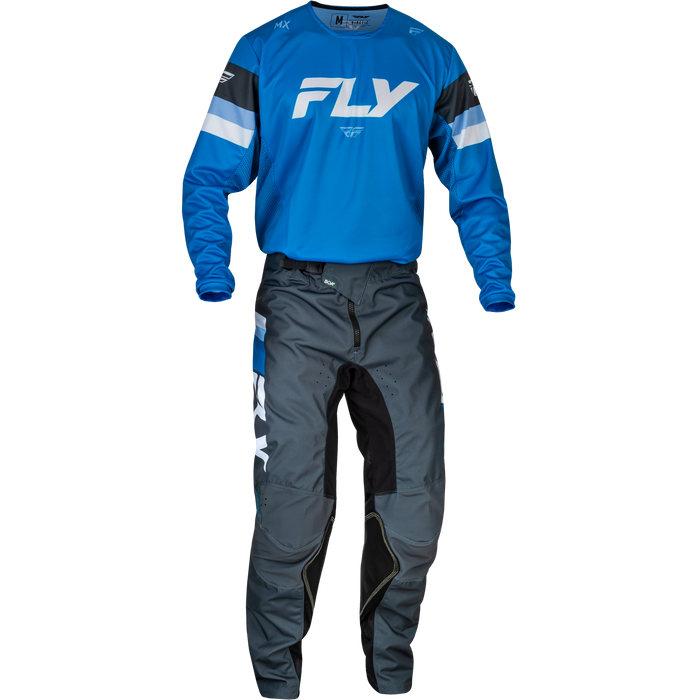 2024 Fly Racing Kinetic Prix Bright Blue/Charcoal/White Gear Combo - Adult