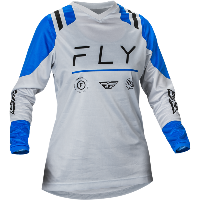 2024 Fly Racing Women's F-16 Arctic Grey/Blue Gear Combo