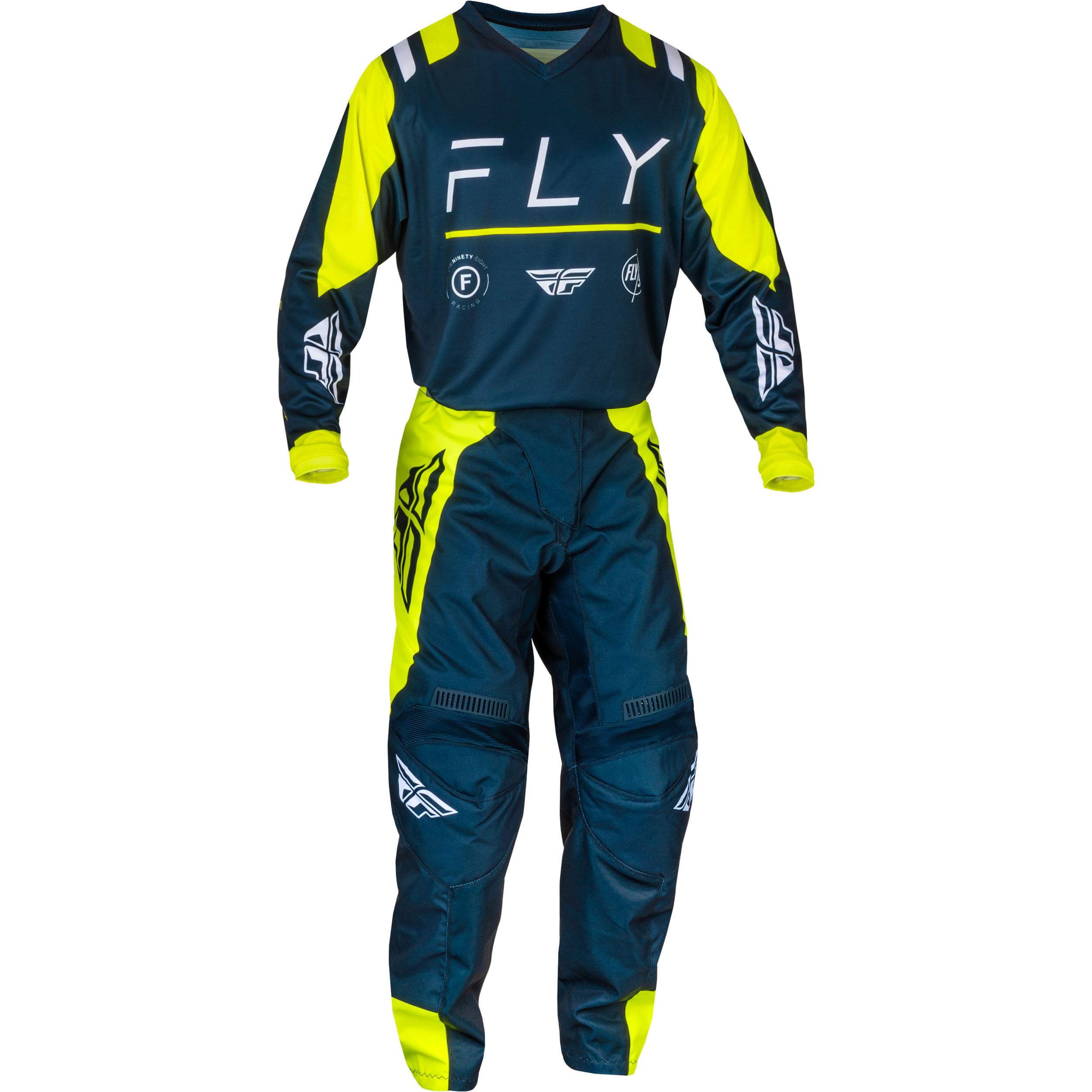 fly mx gear 2024 Racing F-16 Combo | Navy/Hi-Vis/White Size::Medium (48 cm - Riders 5'5