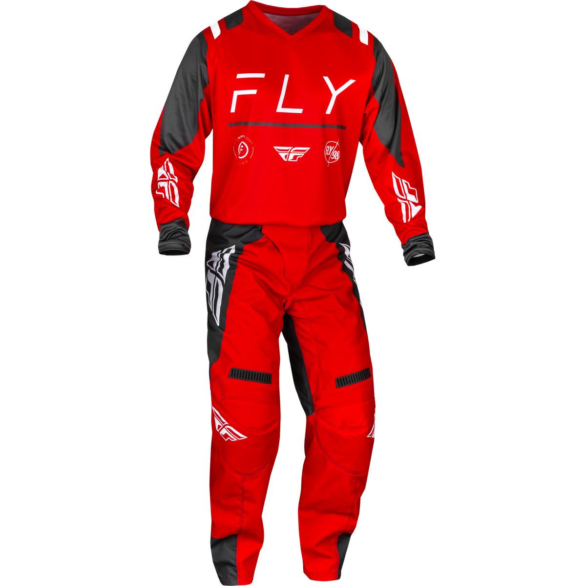 2024 FLY Racing F-16 Gear Combo | Red/Charcoal/White | Bent Lever ...