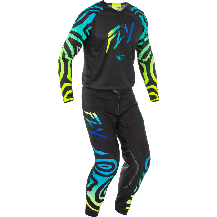 2025 Fly Racing Adult Evolution DST SE Zen Black/Blue/Hi-Vis Gear Combo