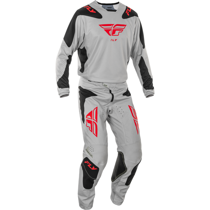 2025 Fly Racing Adult Kinetic Sym Light Grey/Red/Black Gear Combo