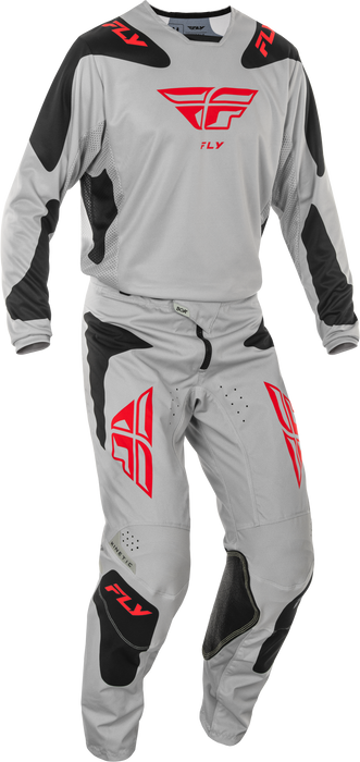 2025 Fly Racing Adult Kinetic Sym Light Grey/Red/Black Gear Combo