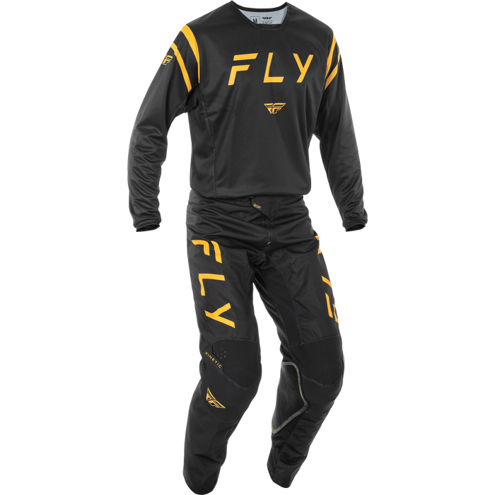 2025 Fly Racing Adult Kinetic Center Black/Gold Gear Combo