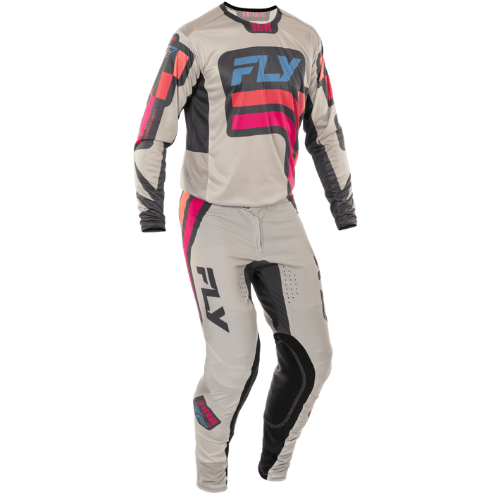 2025 Fly Racing Adult Lite SE Vice Light Grey/Pink/Coral Gear Combo