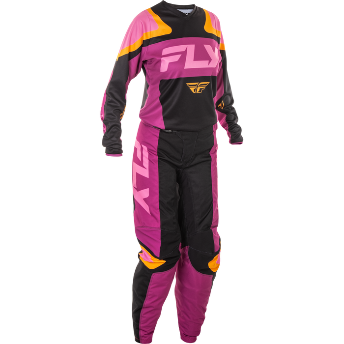 2025 Fly Racing Women's F-16 Black/Mauve/Yellow Gear Combo