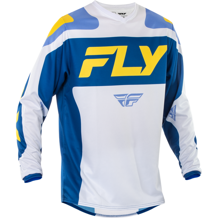 2025 Fly Racing Adult F-16 White/Dark Blue/Yellow Gear Combo