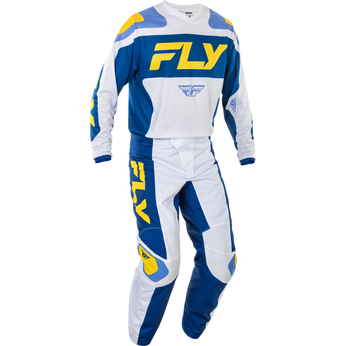 2025 Fly Racing Adult F-16 White/Dark Blue/Yellow Gear Combo