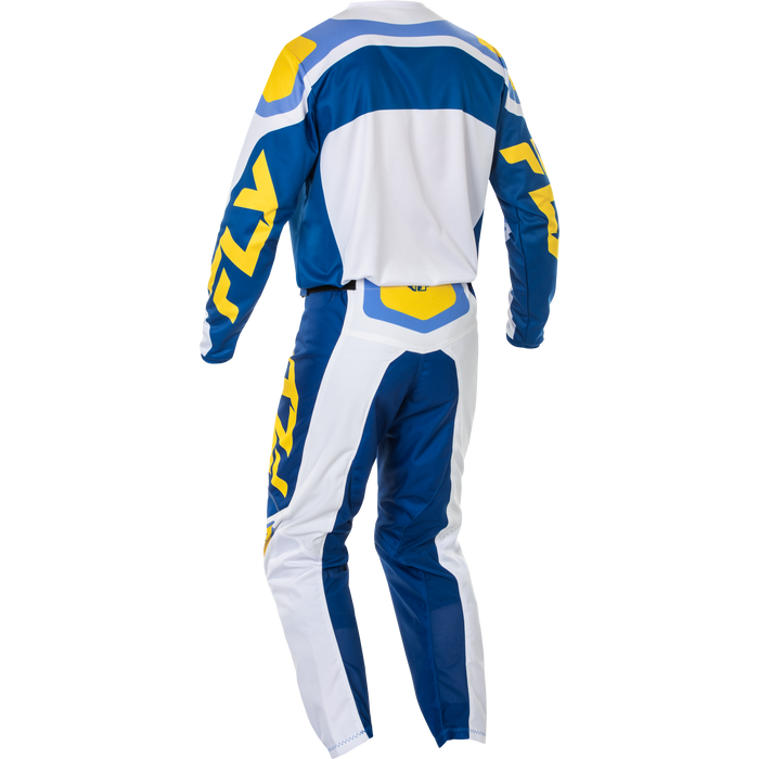 2025 Fly Racing Adult F-16 White/Dark Blue/Yellow Gear Combo