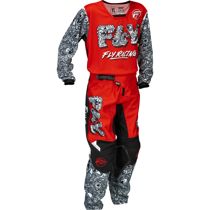 2026 FLY Racing Youth Kinetic Mutant Gear Combo - Red/White/Black
