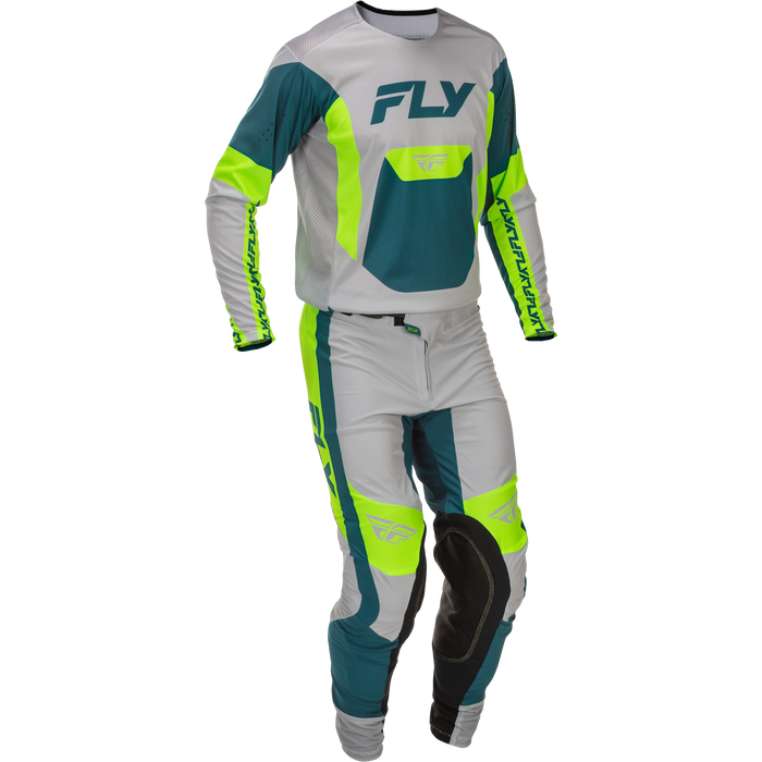 2026 FLY Racing Adult Lite Gear Combo - Grey/Lime/Teal