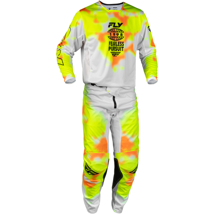 FLY Racing Kinetic Blur White/Hi-Vis/Orange Gear Combo