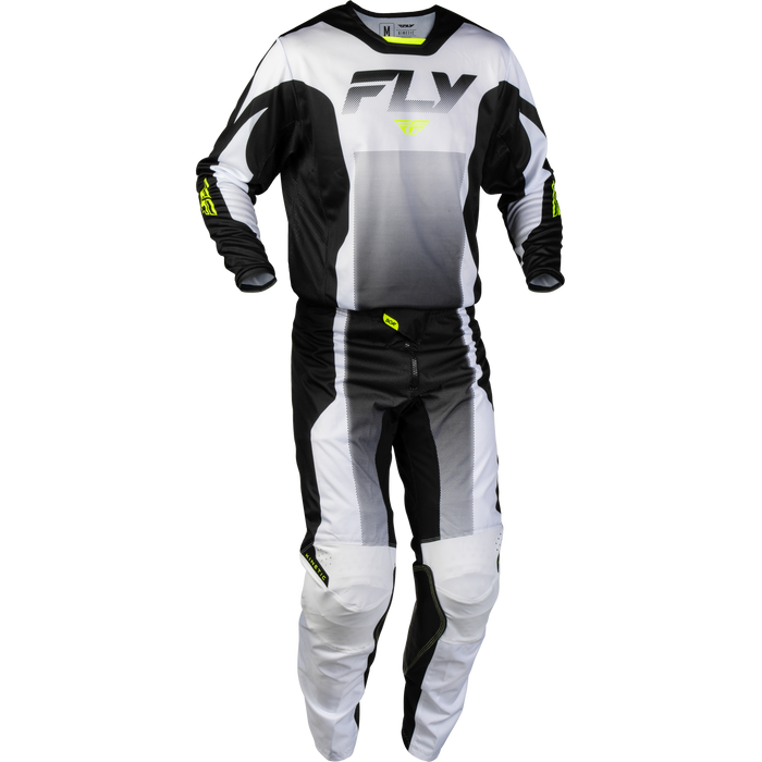 FLY Racing Kinetic Fade White/Black/Hi-Vis Gear Combo
