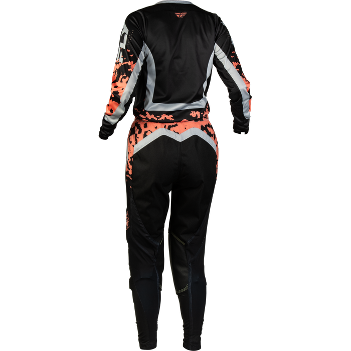 FLY Racing Women's Lite Flake Black/Light Grey/Coral Gear Combo