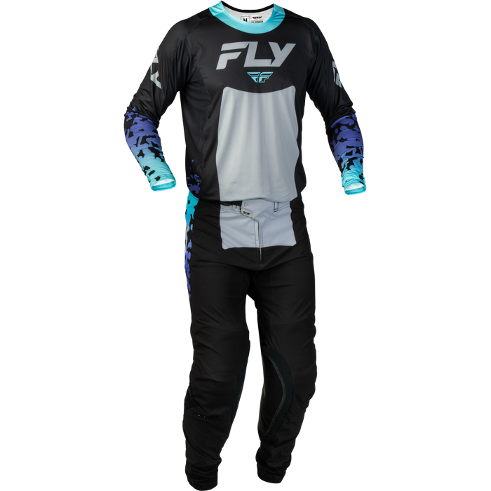FLY Racing Lite Flake Black/Grey/Multi Gear Combo