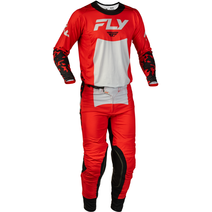 FLY Racing Lite Flake Red/Grey/Black Gear Combo