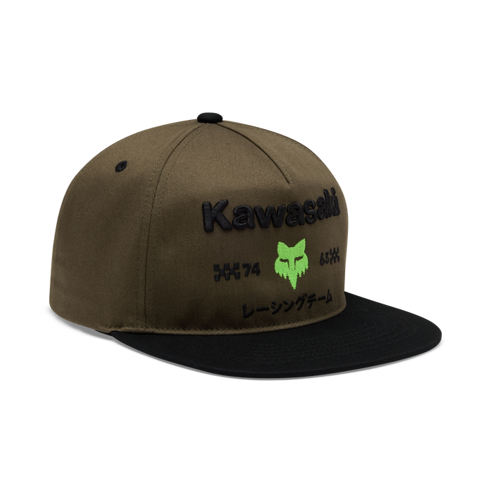 FOX Racing Kawasaki Snapback Hat in Olive Green