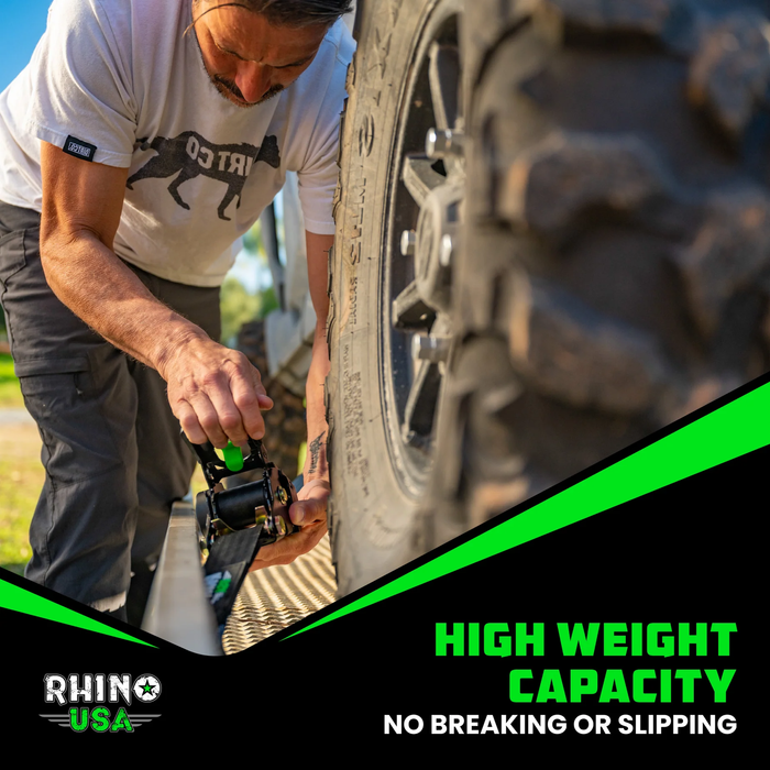 Rhino USA 2" x 10' Retractable Ratchet Straps with E-Track Clip Ends