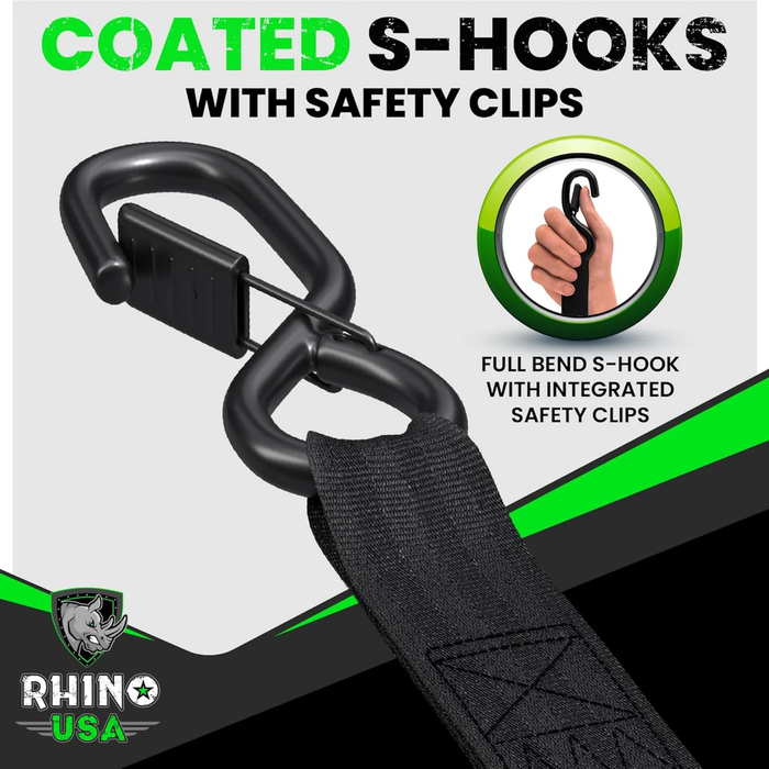 Rhino USA 1" x 10' Retractable Ratchet Straps