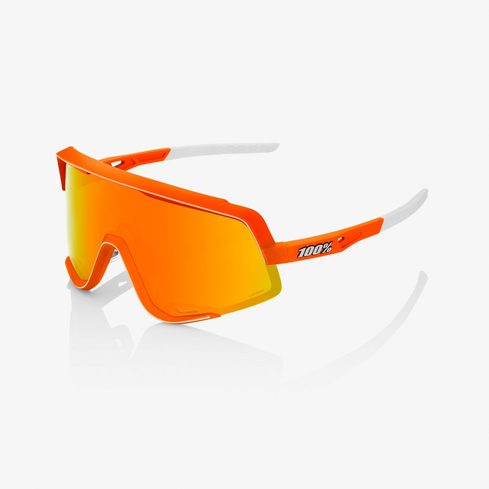 100% Glendale Sunglasses - Soft Tact Neon Orange / HiPER Red Multilayer Mirror
