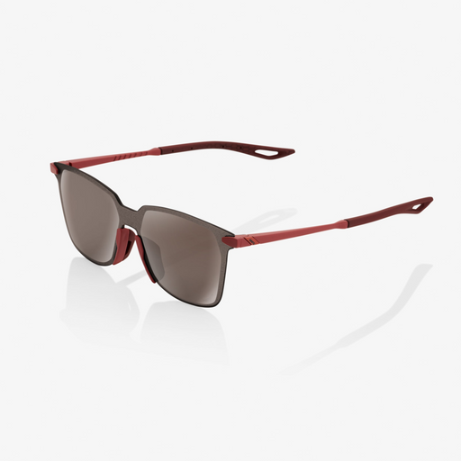 100% Legere Square Sunglasses - Soft Tact Crimson / Silver Mirror