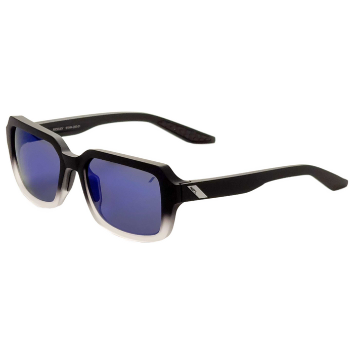 100% Rideley Sunglasses - Soft Tact Black/White Fade / Blue Multilayer Mirror