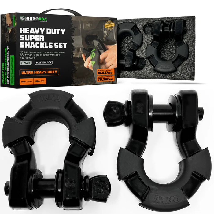 Rhino USA 8-Ton Super Shackles w/ Isolators
