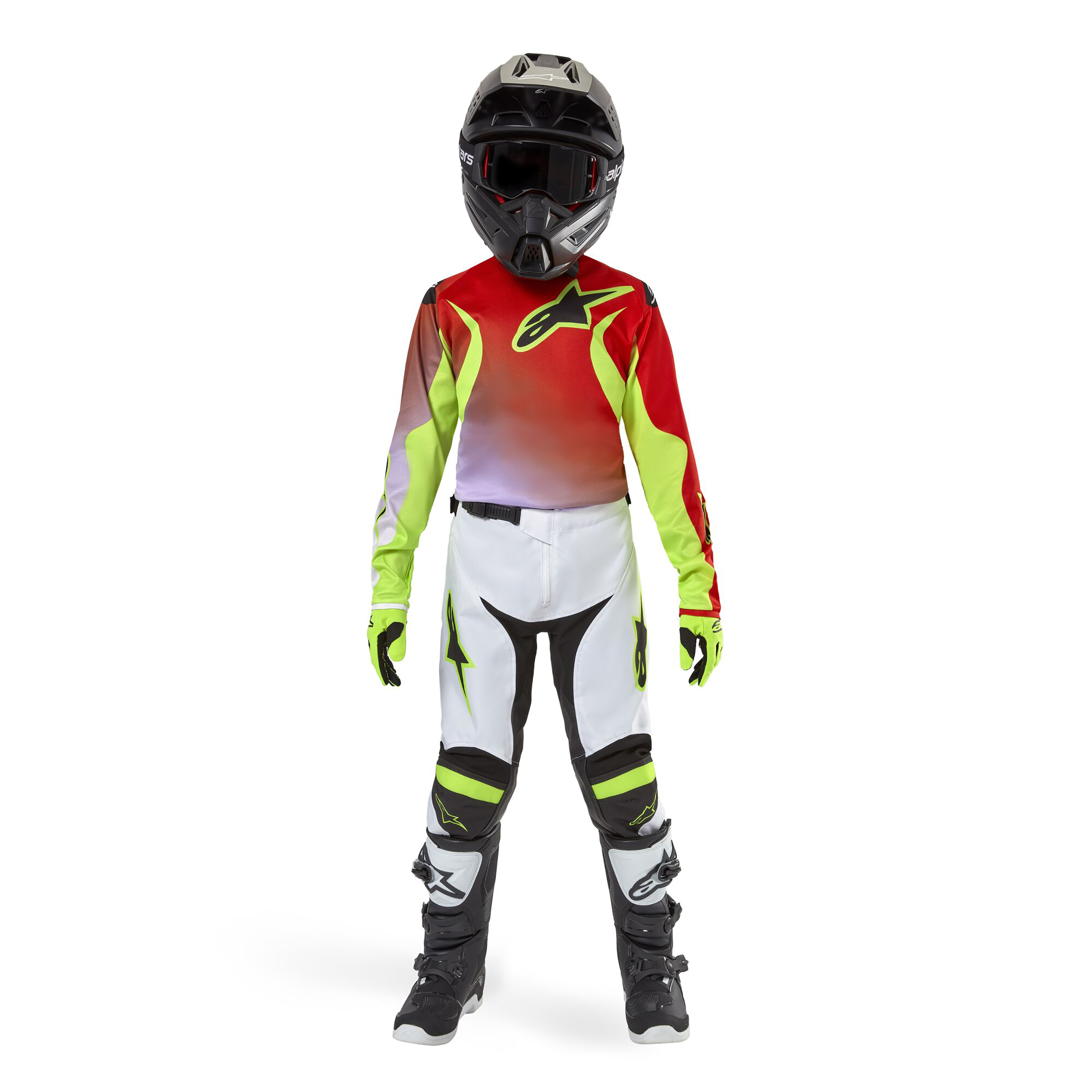 alpinestar mx gear 2024 2024 Alpinestars Racer Lucent White/Neon Red/Yellow Fluo Gear Combo