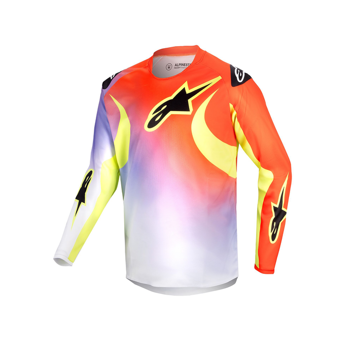 2024 Alpinestars Racer Lucent White/Neon Red/Yellow Fluo Gear Combo - Youth (6-13)