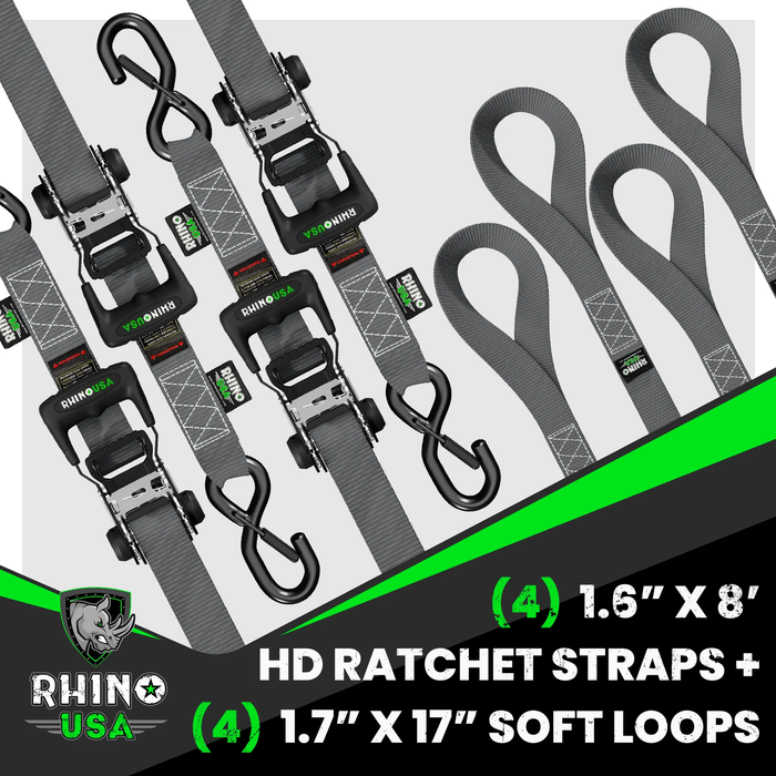 Rhino USA 4-Pack Ratchet Tie-Down Kit