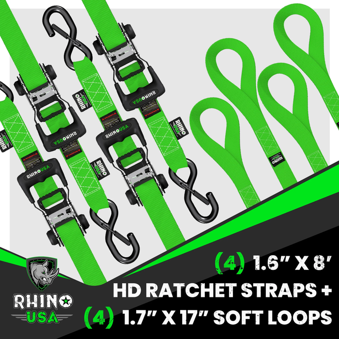 Rhino USA 4-Pack Ratchet Tie-Down Kit