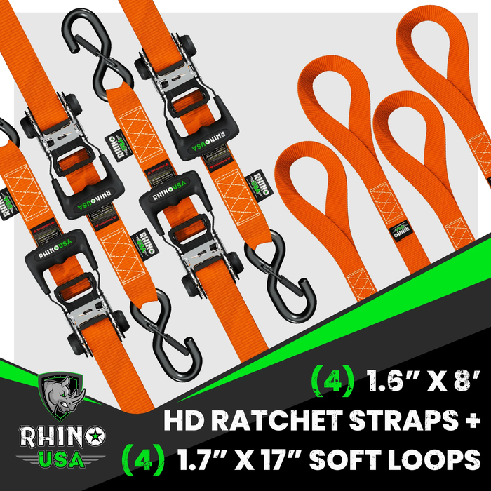 Rhino USA 4-Pack Ratchet Tie-Down Kit