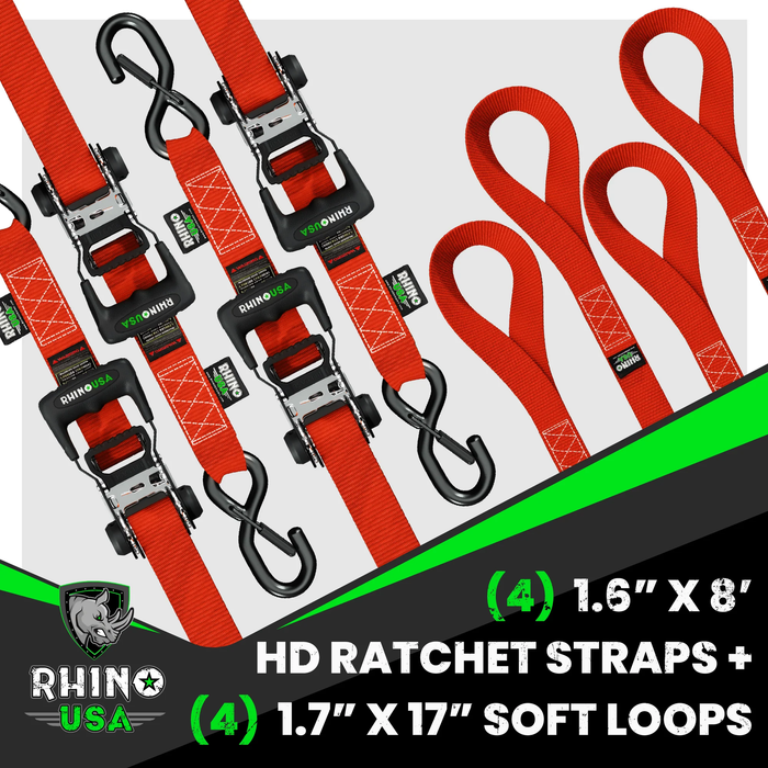 Rhino USA 4-Pack Ratchet Tie-Down Kit
