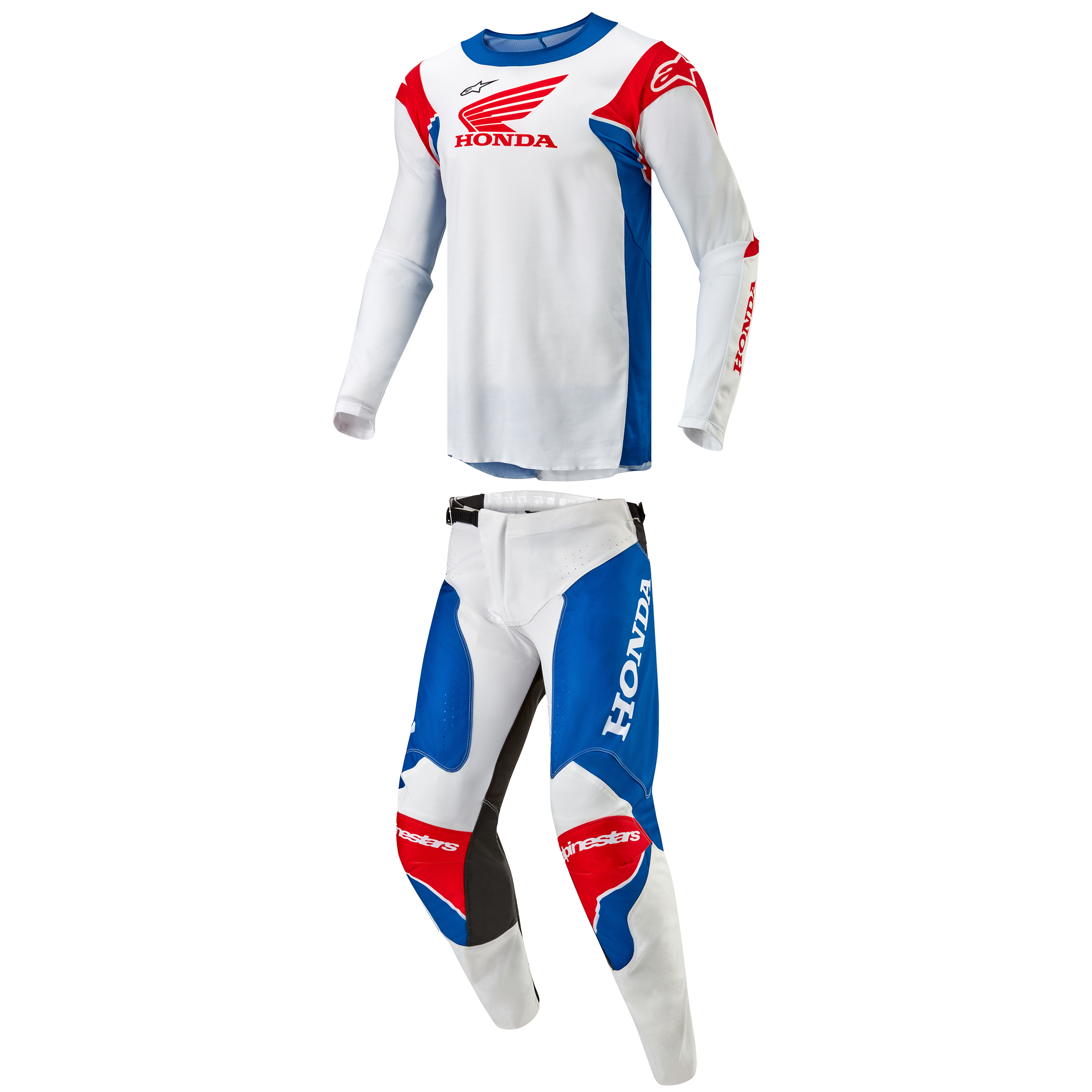 honda mx gear 2024 Alpinestars Honda Racer Iconic White/Blue/Red Gear Combo