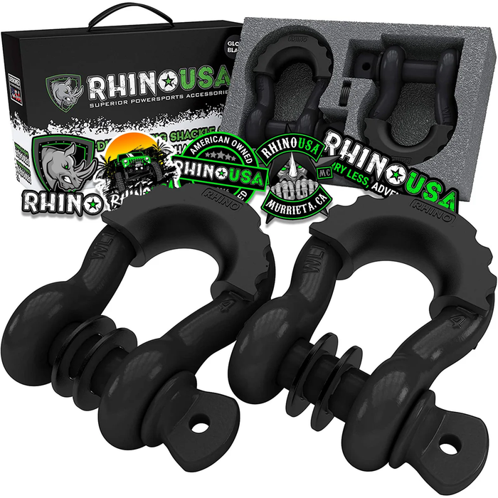 Rhino USA 3/4" D-Ring Shackle Set (Black)