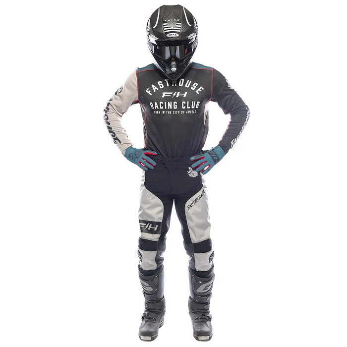 Fasthouse Grindhouse Club Pants in Light Gray/Black/Teal
