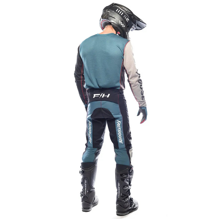 Fasthouse Grindhouse Club Pants in Light Gray/Black/Teal