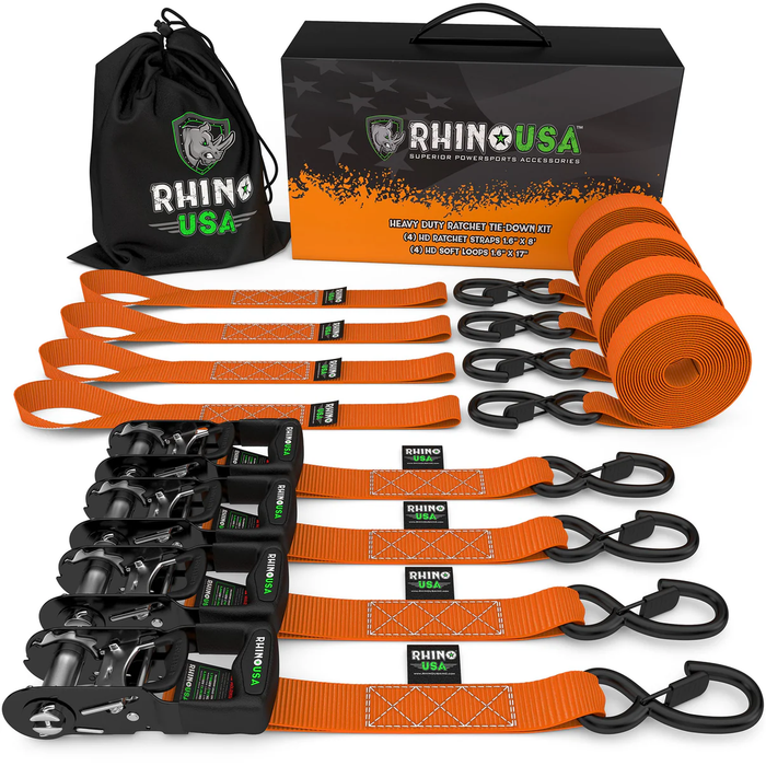 Rhino USA 4-Pack Ratchet Tie-Down Kit