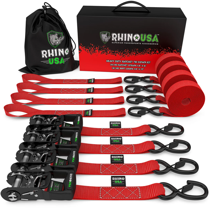 Rhino USA 4-Pack Ratchet Tie-Down Kit