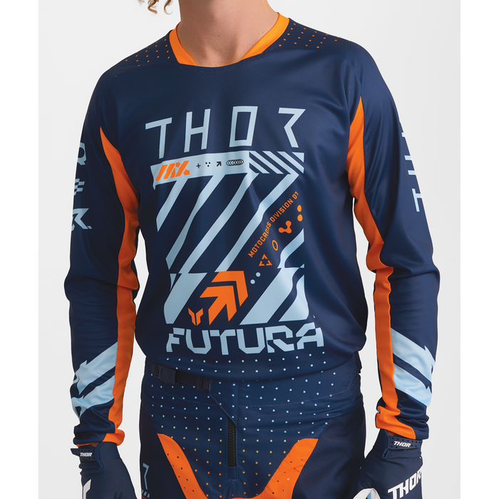 Thor Launchmode Futura Navy/Orange Gear Combo full outfit view 3