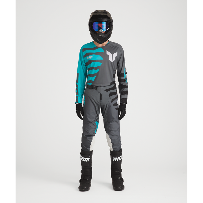 Thor Launchmode Shredder Charcoal/Aqua Gear Combo full outfit view 1
