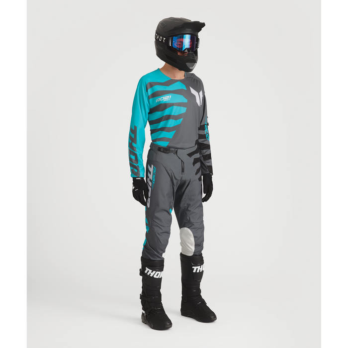 Thor Launchmode Shredder Charcoal/Aqua Gear Combo full outfit view 2