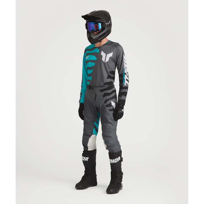 Thor Launchmode Shredder Charcoal/Aqua Gear Combo full outfit view 3