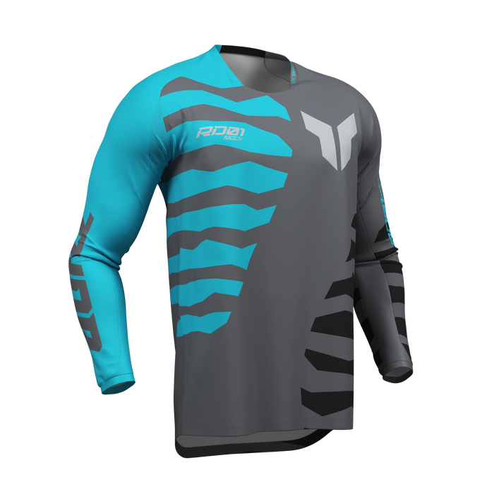 Thor Launchmode Shredder Charcoal/Aqua Gear Combo jersey view